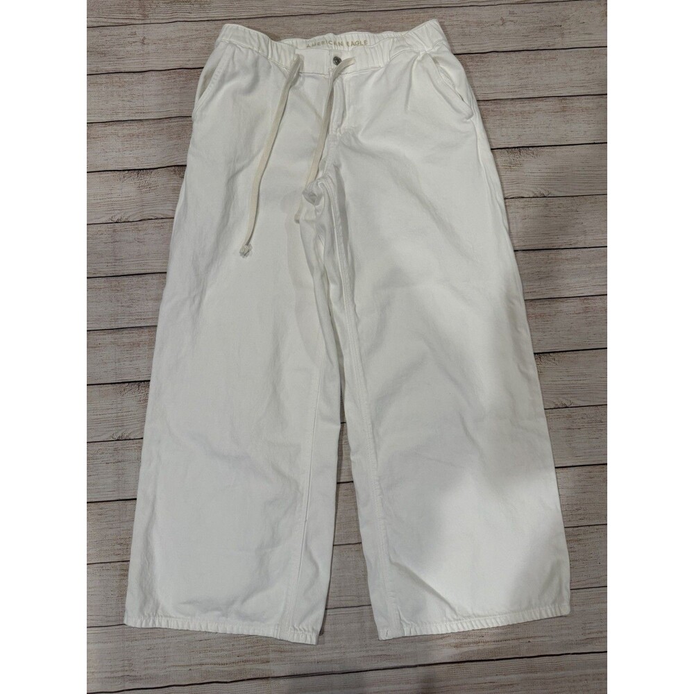 White wide-leg casual Comfort Waistband pants from American Eagle Small